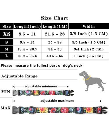 Heele Adjustable Dog Collar for Small & Medium Dogs - Patterned Comfort Collar for Puppies - Wild Flowers Design (XS 21.6-28cm) - Buy Online on GoSupps.com