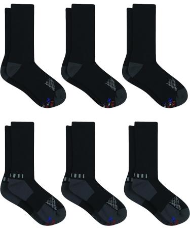 Hanes Men's X-Temp Performance Crew Socks 6-Pack - Size 6-12, Black Color - Buy Online on GoSupps.com