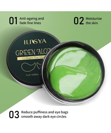 Green Algae Eye Masks with Green Tea Extract - 60 Pcs Hydrating Pads for Dark Circles & Swollen Eyes - Buy Online on GoSupps.com