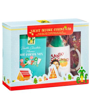 Gift Set - Delicious Chocolate Treat - Includes - 1 x Mug - 1 x Double Chocolate Flavour Hot Cocoa Mix - 1 x Peppermint Flavour Stick - 1 x Hat Shaped Decorated Cookies