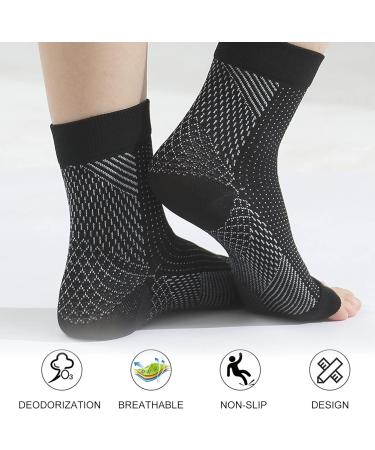 4 Pairs Plantar Fasciitis Socks Neuropathy Socks Ankle Compression Socks for Women Men Medical Ankle Support Brace Wide Calf Compression Socks for Flying Running S (2-4.5) 4 Pairs Black+White - Buy Online on GoSupps.com