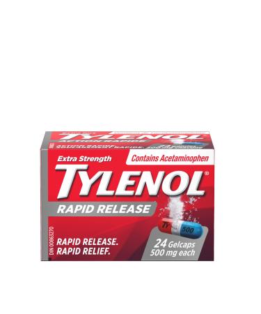 Tylenol Rapid Release for Headache Pain Relief Fever 500 mg Acetaminophen 24 Gelcaps 24 Count (Pack of 1) Medication
