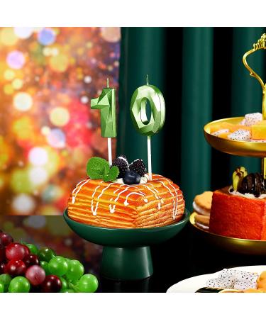 10th Birthday Number Candles - Happy Birthday Cake Topper Decoration in Green - Buy Online on GoSupps.com