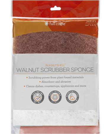 Full Circle Walnut Scrubber Sponges Set of 2 - Non-Scratch, Eco-Friendly Cleaning Tool - Buy Online on GoSupps.com