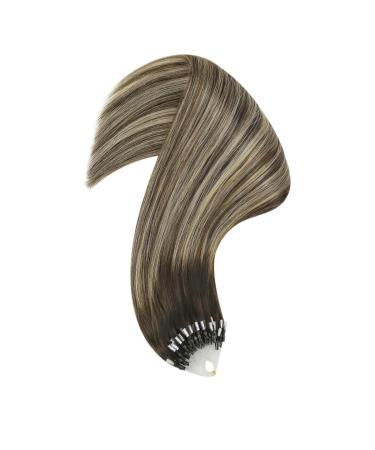 Youngsee Real Hair Microring Extensions 50cm - Dark Brown Ombre to Ash Blonde - 1g Remy Micro Loop Hair Extensions for Seamless Volume - High-Quality #4/18/4 - Buy Online on GoSupps.com