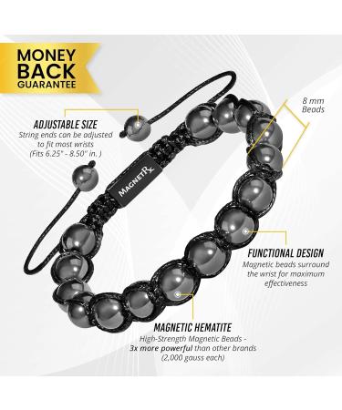 MagnetRX Magnetic Hematite Bracelet | MAX Strength Beaded Magnetic Bracelet for Men and Women (8mm Bali Bead) - Buy Online on GoSupps.com