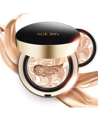 AGE 20's Signature Intense Sunscreen SPF 50+ Foundation  Natural Coverage  Cushion Korean Makeup  71% Essence Natural Dewy Finish  Refill Included  21 Light Beige (0.49 oz x2 ea) 21 Light Beige