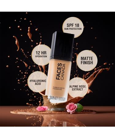 The-FACES-CANADA' Flawless Matte Cream Foundation Warm Natural 021 30 ml 3-in-1 12 Hour Hydration Full HD Matte Coverage Lightweight Anti-Ageing - Buy Online on GoSupps.com