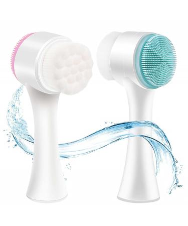 Syxls 2 pieces manual facial cleaning brush 2 in 1 facial cleaning brush double-sided peeling brush non-electric facial cleaning brush suitable for all types of skin - Buy Online on GoSupps.com