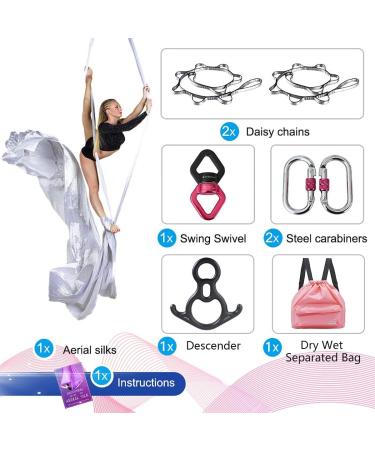 SAIVEN 10m Aerial Silks Equipment - Premium Yoga Swing Set  Aerial Yoga Hammock kit  Yoga Starter Kit  Aerial Dance Equipment(L: 10m x W: 2.8m) Gradient Pink - Buy Online on GoSupps.com