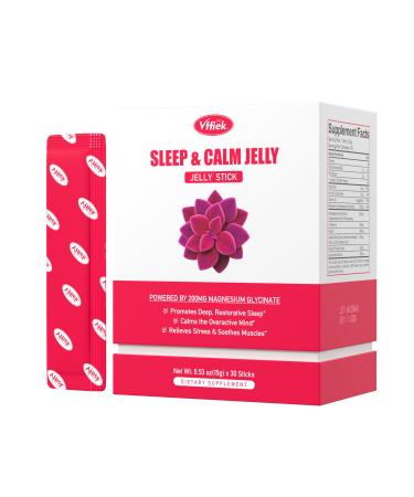 Magnesium Glycinate Jelly - Chewy Calm for Sleep, Stress Relief & Heart Health - Magnesium Bisglycinate 200mg, Ashwagandha, L-Theanine, Vegan, Gluten-Free - 30 Serving of Jelly