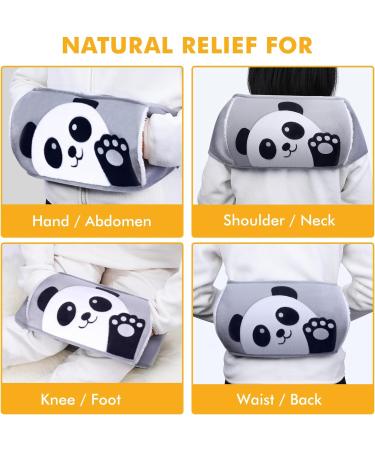 Plush Panda Hot Water Bottle with Waist Warmer Cover - Pain Relief for Arthritis and Headaches - Hot & Cold Therapy - Grey - Buy Online on GoSupps.com