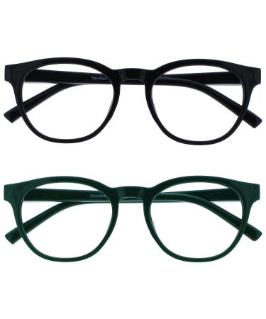 Opulize Blu - Reading glasses Blue light filter 2 Series Pack COOL READ FRIENTS SATE INFIGERISE IMPTIRE SAFE COMPUTER GAMING RESIGN Men's BB5-13 +1.50 diopters Black / Green