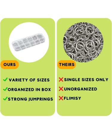 QSAAB Easy Open Silver Jump Rings Set - 1700 pcs with Storage Box | Keychains, Earrings, Necklaces | 4mm-10mm Sizes in 12 Compartments - Buy Online on GoSupps.com