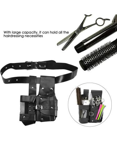 Professional Hair Care Styling Tools Waist Bag - PU Leather Hairdressing Pouch for Barber Scissors and Combs with Removable Belt (Black) - Buy Online on GoSupps.com