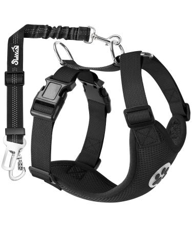 Slowton dog harness with safety belt for car breathable dish dog seat belt with 2 carabiner hooks for attachment to the seat belt buckle or trunk (black m) m black - Buy Online on GoSupps.com