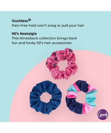 Goody Kids Nostalgia Scrunchies - 3 Count Pink Assorted - Pain-Free Hair Accessories for All Hair Types - Stylish and Secure Hair Styling for Men, Women, Boys, and Girls - Buy Online on GoSupps.com