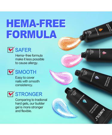 AIMEILI Orange Glitter Poly Nail Extension Gel - Hema Free Nail Builder for DIY Nail Art &Salon Use - Perfect Gift for Women - Buy Online on GoSupps.com
