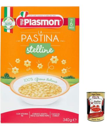 Italian Gourmet E.R. Pack of 6 Stelline plasmon pasta 340g (6 months) + gourmet Italian polpa 400g