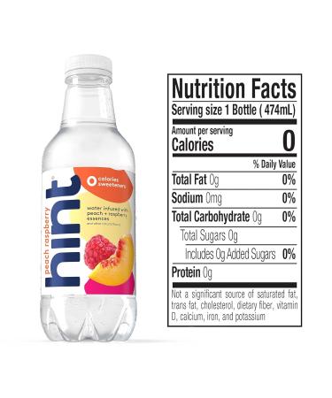 Hint Pure Water Zero Sugar - Peach Raspberry - Pack of 12 - 16 Fl Oz. - Buy Online on GoSupps.com