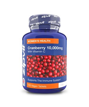 Cranberry Tablets 10 000mg with Vitamin C 120 Vegan Tablets High Strength Cranberry Extract Supports The Immune System Vegan and Vegetarian 4 Months Supply