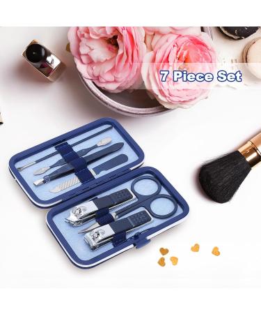 Professional 7 in 1 Manicure Set for Men - Stainless Steel Nail Care Pedicure Kit & Ingrown Toenail Clipper - Ideal Father's Day Gift | Blue - Buy Online on GoSupps.com