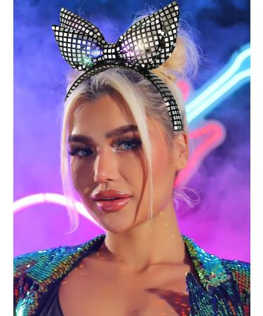 Fashband Light Up Headbands LED Bow Sequin Headband Sparkly Hair Hoop Party Festival Carnival Hair Accessories for Women - Buy Online on GoSupps.com