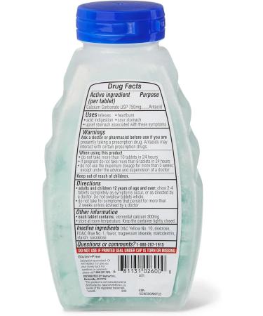 Ravazzi Equate Extra Strength Antacid Chewable Wintergreen Tablets Over The Counter 750 mg 96 Ct - Buy Online on GoSupps.com