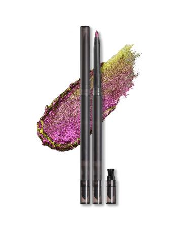 Erinde Multichrome Gel Eyeliner Pencil  Glitter Metallic Intense Color Shifting Colorful Eye Liner Makeup  Long-Lasting  Smudge-proof  Waterproof  Purple Brown Green Eyeliner Pen (WONDER) WONDER-B
