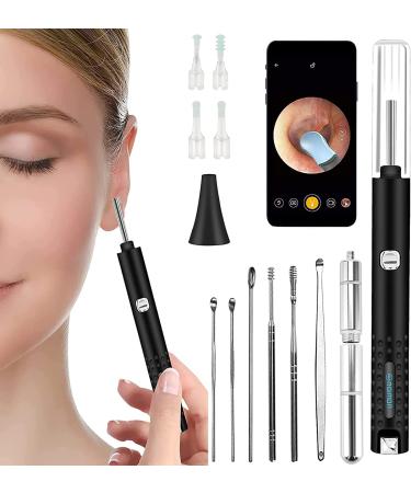 Ear Wax Removal Kit Camera 1080P FHD Otoscope Ear Cleaner with 6 LED Lights & 4 Silicone Ear Spoons Wireless Ear Scope Endoscope Smart Earwax Remover Tool for Men Women Kids iOS Android (Black)