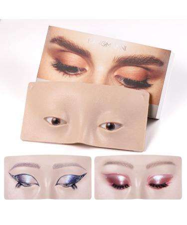 LANGMANNI Practice 3D Face Eye mask For Eye Make Up and Lash Extention 3D Eyebrow Makeup Pratice Version Soft-Touch Rubber Easy to Clean By Skincare Essential Oil. (A)