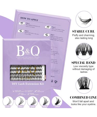 B&Q 280 PCS Cluster Lashes DIY Extension Kit with Bond & Seal Remover, Applicators - Kit-40D-D Curl 9-16mm - Buy Online on GoSupps.com