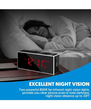 kelucimy Hidden Spy Camera Alarm Clock with Stronger Night Vision 4K Wireless WiFi - Black - Buy Online on GoSupps.com