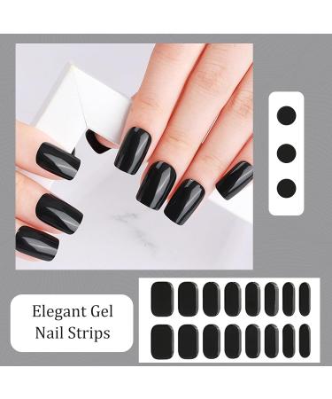 16 Pieces Gel Nail Stickers Semi Cured Gel Nail Polish Strips Full Nail Wraps Soft Self Adhesive Natural Gel Nail Art Stickers Dark Black Gel Nail Strips for Women and Girls Nail Art - Buy Online on GoSupps.com