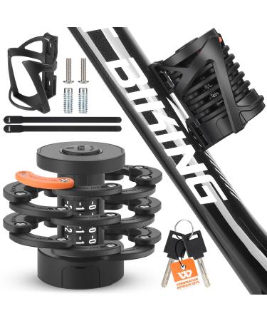 Chimona folding lock bicycle lock bicycle lock high safety 85cm bicycle lock with bracket folding lock with an anti-scratch coating Black