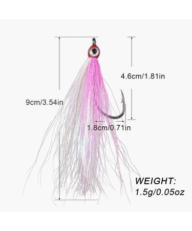 5pcs Fishing Bucktail Teaser Hooks with Crystal Flash Skirt | Saltwater Fluke Flounder Rig Jig Hooks | 5 Colors Pink & White - Buy Online on GoSupps.com
