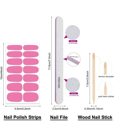 DANNEASY 16 Sheets Nail Polish Stickers - Solid Color Full Nail Wraps for Women - Pink Red Series with Nail File & Cuticle Stick - Acrylic Nail Art - Buy Online on GoSupps.com