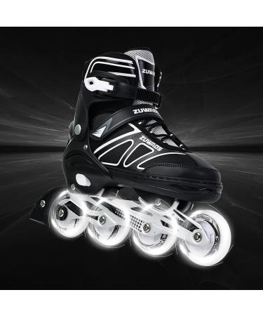 KIKSTYO Adjustable Inline Skates | Full Light Up Wheels | X-Large Size | Black Roller Skates for Kids, Adults, Women, and Boys - Buy Online on GoSupps.com