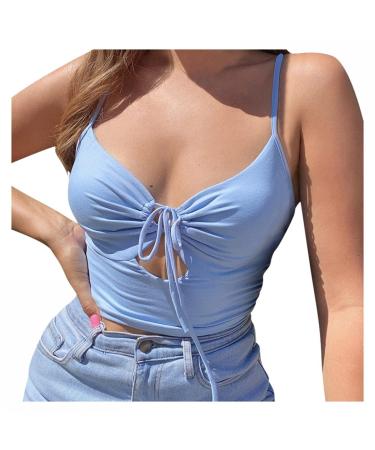 Copelsie crop top aesthetk women girl dragon print vest fashion camisole cotton summer sleeveless tops t-shirt beach abdominal-free blouse crop top top carrier shirts spaghetti carrier shirt z7-blue s