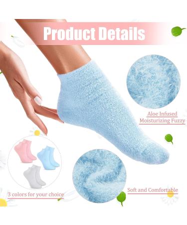 3 Pairs Aloe Moisturizing Spa Gel Socks Set | Hydrating Dry Feet | Non-Slip Lotion Infused | Repair Cracked Heels | for Women Men (Pink Blue Gray) - Buy Online on GoSupps.com