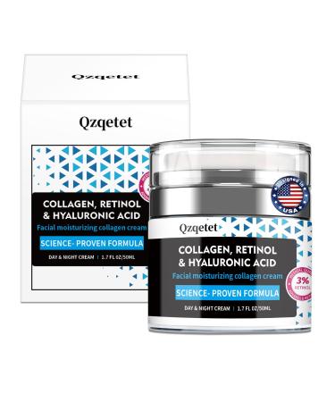 Face Cream Collagen Retinol & Hyaluronic Acid Cream 1.7 fl.oz Anti-Aging Facial Moisturizer Daily Moisturizer Face Lotion for All Skin Tapes Women and Men 1.7 Fl Oz (Pack of 1)