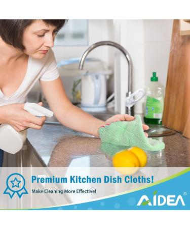 AIDEA Kitchen Dish Cloth 12-Pack - Super Absorbent Coral Fleece Dish Cloths - Premium Microfiber Cleaning Cloths - Fast Drying & Reusable Dish Rags - Buy Online on GoSupps.com