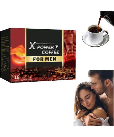 X Power Coffee for Men Instant Power Coffee For Men Men's Power Energy Coffee For Male X Power Coffee for Men Ginseng Maca Supplement Energy Coffee for Male Energy-boosting Coffee (1Box a)