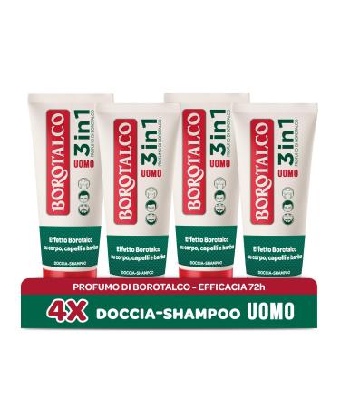 Borotalco Borotalco Bubble Bath for Soft Velvety Skin Talcum Powder Effect on Skin Ideal for Men and Women Dermatologically Tested 4 x 200ml Bottles