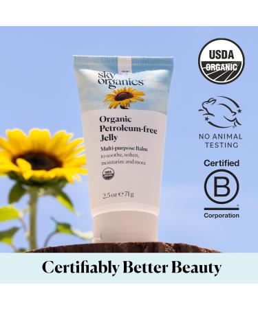 Sky Organics Organic Petroleum-Free Jelly - Multi-Purpose Skin Care Balm with Shea Butter Coconut Oil & Vitamin E - Moisturizing Lip Balm & Dry Skin Moisturizer (2.5 Oz 2 Pack - Buy Online on GoSupps.com