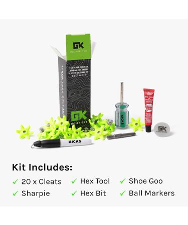 Golfkicks DIY Golf Spike Traction Kit - 20 Black Soft Spikes for Any Sneaker - Buy Online on GoSupps.com