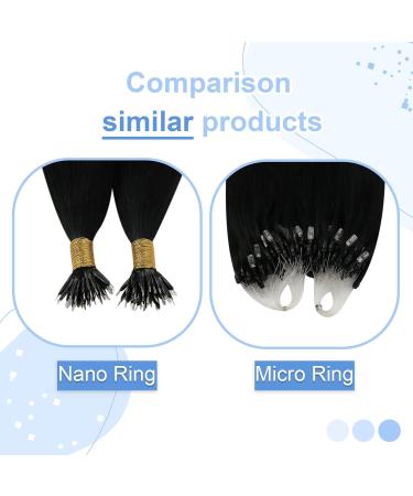 Youngsee 60cm Nano Ring Hair Extensions - Real Black Hair 50g Soft & Salon Quality | Long-lasting Nano Extensions - Buy Online on GoSupps.com