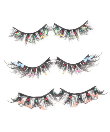 Beaupretty 3 Pairs Decor Fake Eyelashes False Lashes Wispy Eyelashes False Eyelashes Fake Lashes for Performance Makeup Accessories Fake Lashes Individual Slim Cosmetics Chemical Fiber