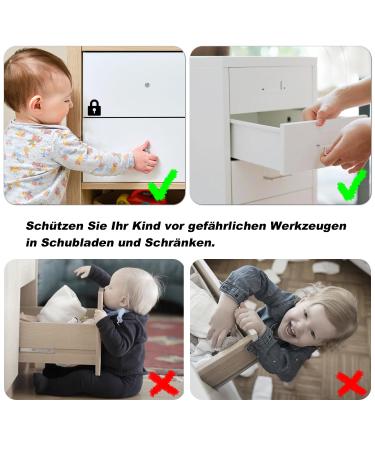 Child Protection Cabinet Locks - Baby Safety Magnetic Drawer Lock Set (4 Locks + 1 Key) - No Drilling Easy Install for Kitchen & Bedroom - Buy Online on GoSupps.com