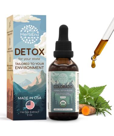 HerbEra Colorado Herbal Detox Blend - USDA Organic Extract Made in USA | Immune & Liver Support Liquid Drops | Dandelion Root Eleuthero Milk Thistle Turmeric Rosemary | 2 fl oz